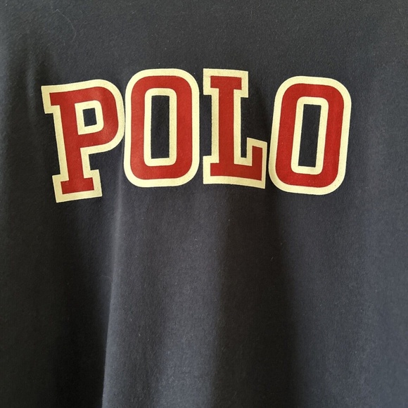 Polo Ralph Lauren Men’s Large Navy Blue Long Sleeve Red Logo Front Graphic T - Picture 3 of 7